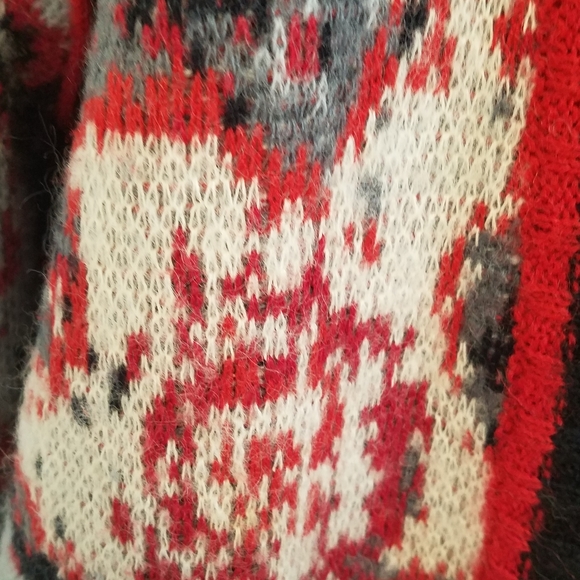 Vintage 80s Y2K Boho G. Londo Floral wool long open Sweater Coat - Picture 2 of 7